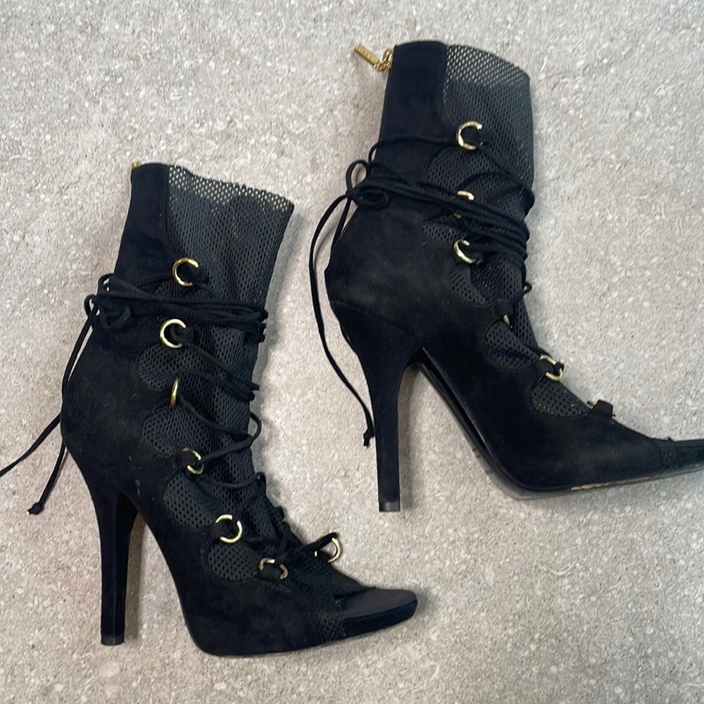 Dolce & Gabbana Y2k Sheer Mesh Open Toe Booties - image 2